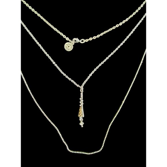 Vintage Sweet Romance Silvertond Multiple Chain Y-pendant Necklace - Picture 1 of 5